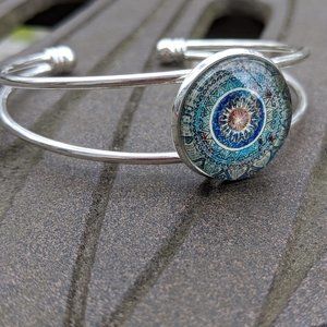 Astrological Image Glass Cabochon Bracelet Cuff